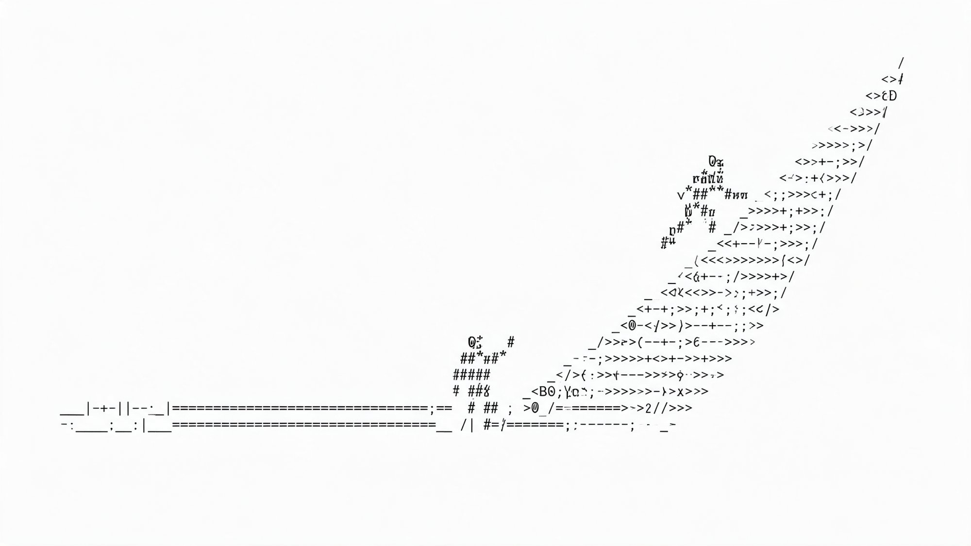 Una linea piatta e una linea in salita composte da caratteri su fondo bianco