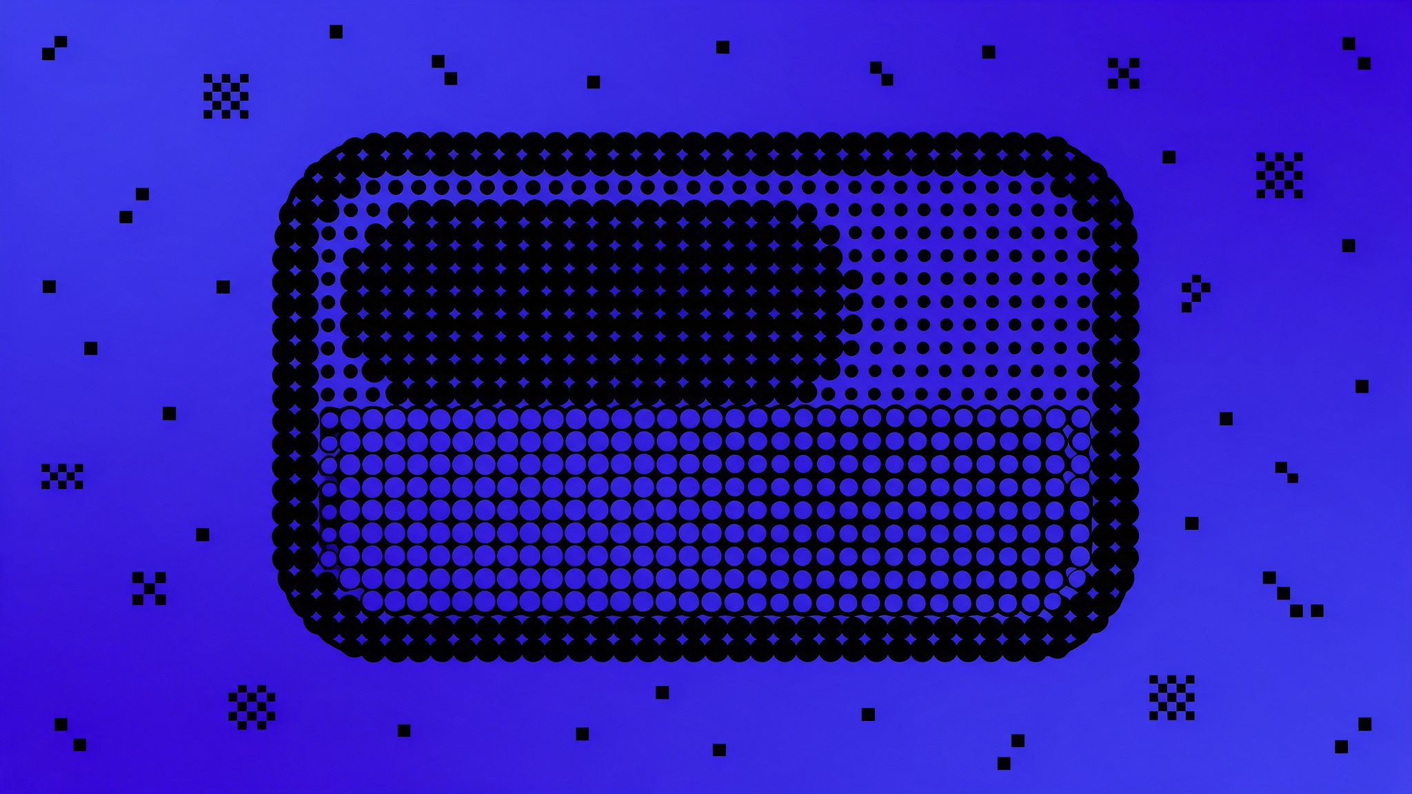 Un interruttore on/off fatto di cerchi neri su fondo viola